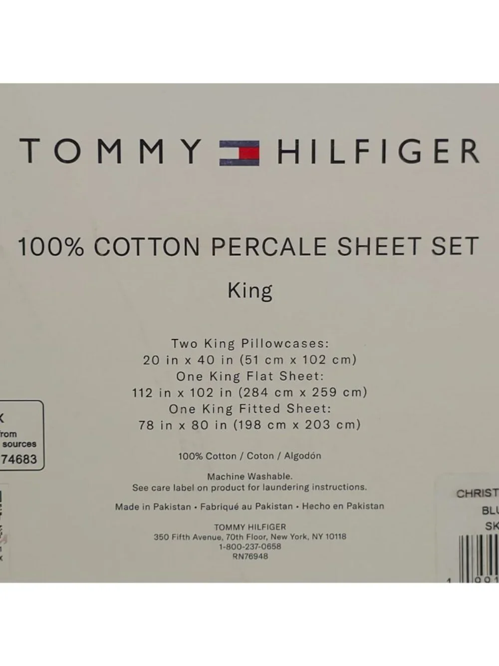 Tommy Hilfiger 100% Cotton Percale King Sheet Set In Blue
